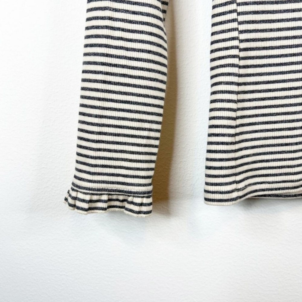 Boden Voop Rib Metallic Stripe Ruffle Long Sleeve Top 6